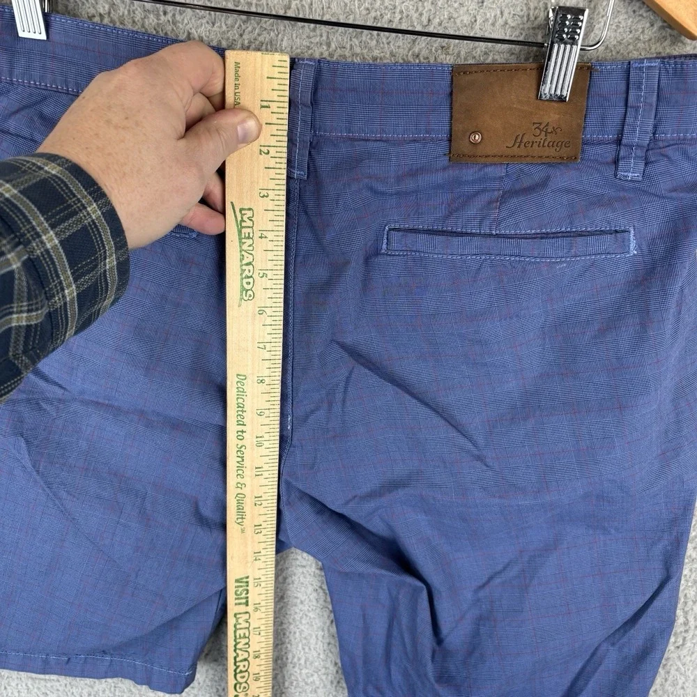 34 Heritage Shorts Mens 34 Blue Windowpane Golf Preppy Stretch Chino‎
